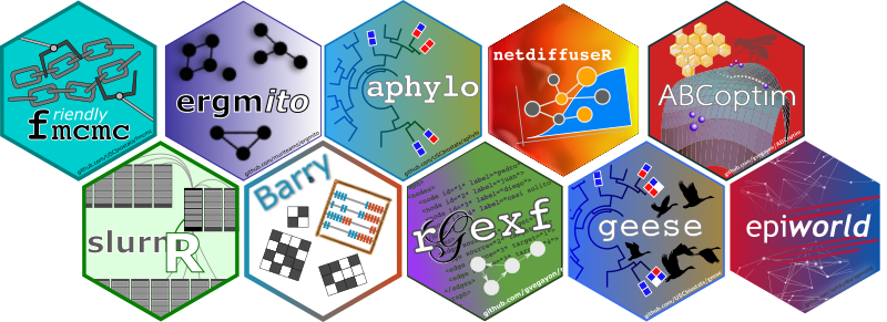 A handful of hex logos for the software I am working on